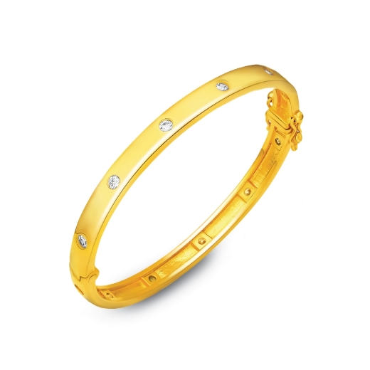 Simple CZ Bangle Gold Plated