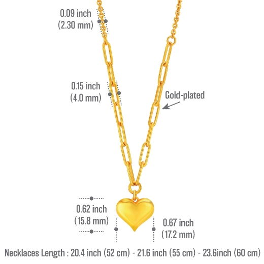 heart paperclip necklace measurement