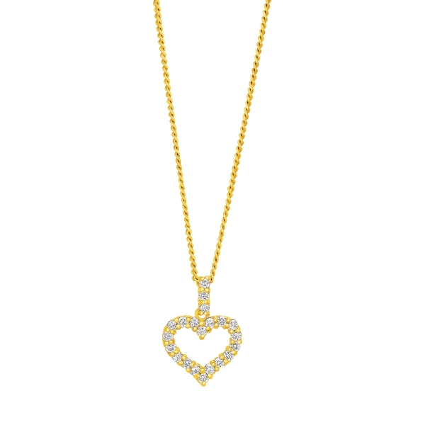 Show details for CZ Outlined Open Heart Necklace Gold Plated Open Heart Necklace