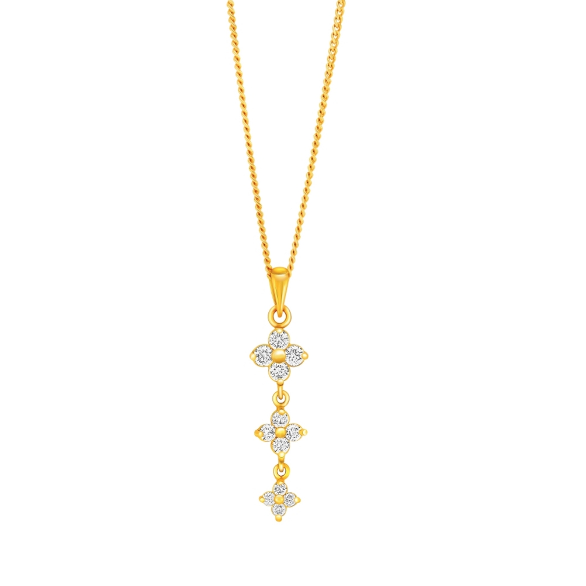 3 Flowers Necklace Gold Plated