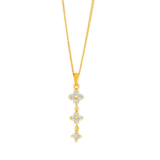 3 Flowers Necklace Gold Plated