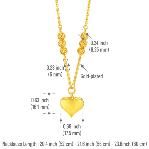 bold heart necklace measurement