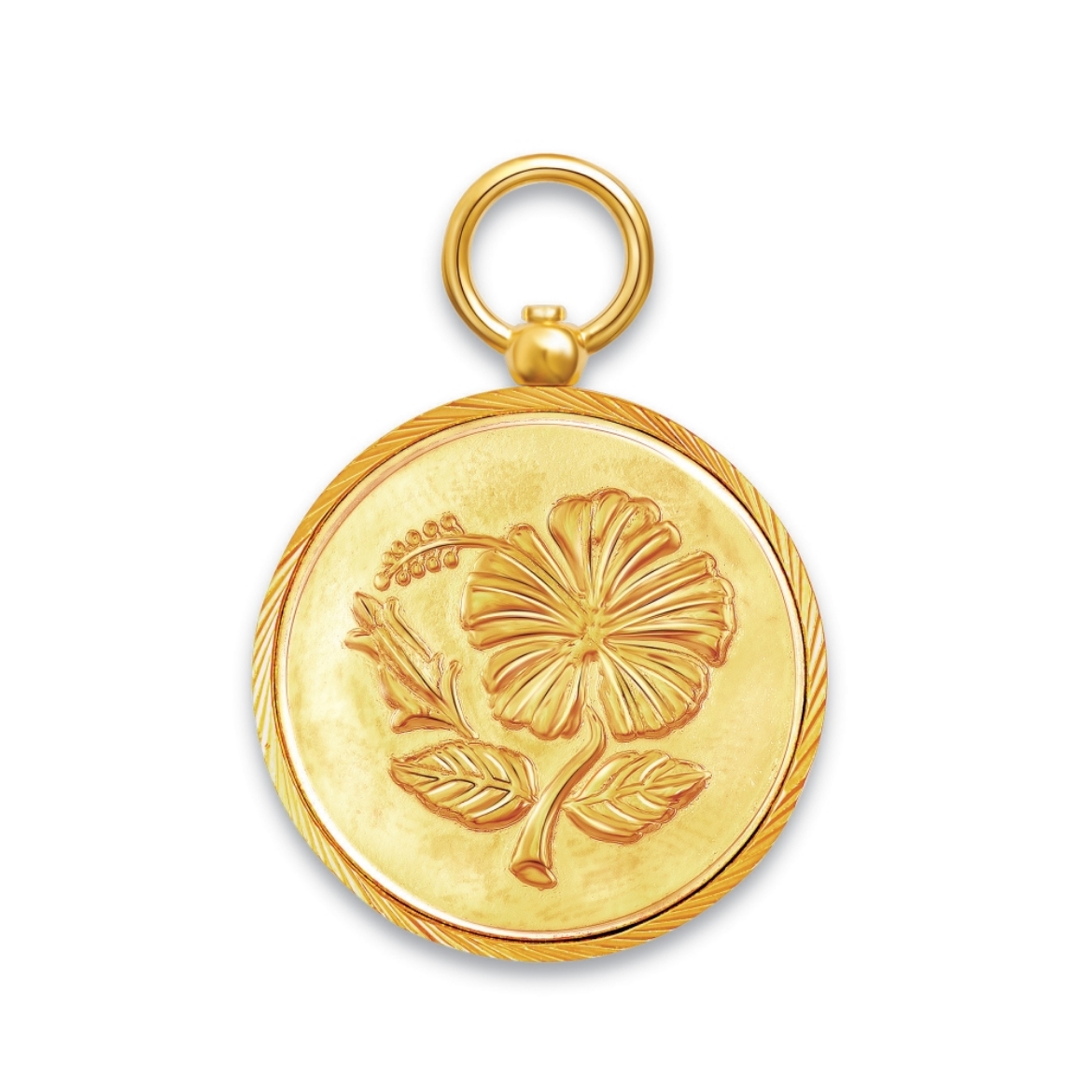 Large Hibiscus Coin Pendant