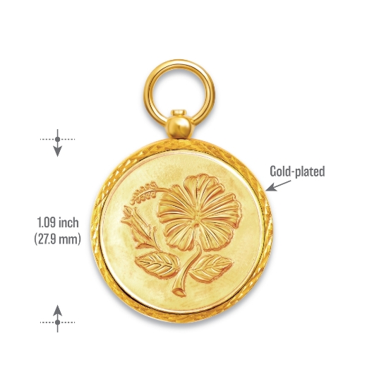 small hibiscus coin pendant measurement