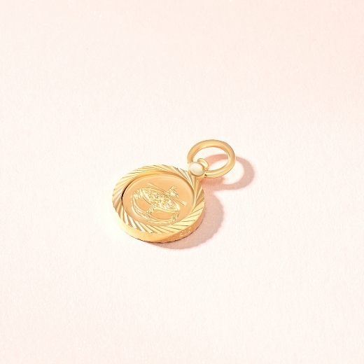 mini gold plated coin pendant