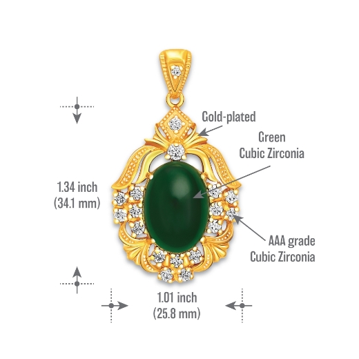 green vintage pendant measurement