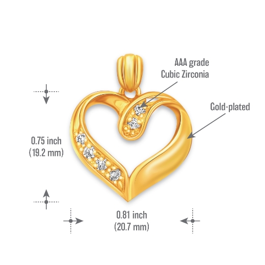 open heart pendant measurement