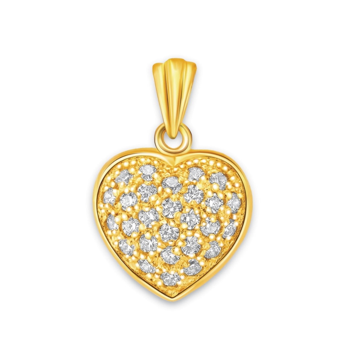 Bejeweled Heart Pendant Gold