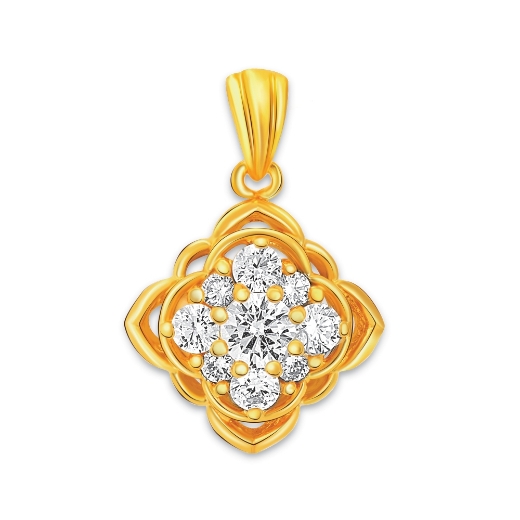 CZ Square Flower Pendant