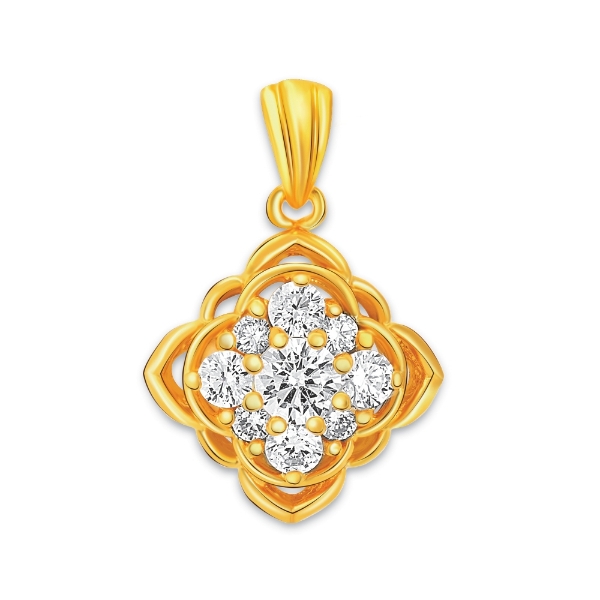 Show details for CZ Square Spring Flower Pendant Gold Plated CZ Square Flower Pendant