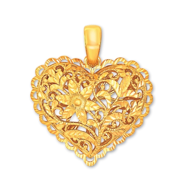 Show details for Filigree Flower Heart Pendant Gold Plated Flower Heart Pendant