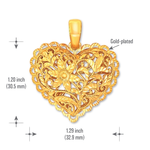 flower heart pendant measurement