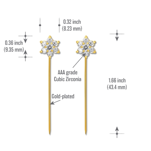 flower hijab pin measurement