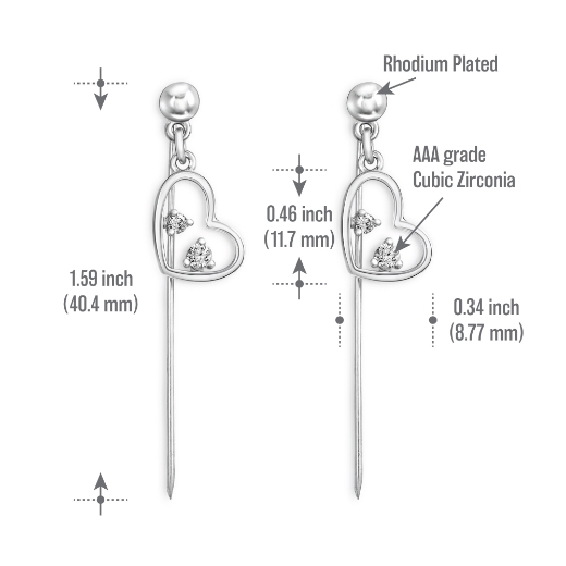 heart hijab pin measurement