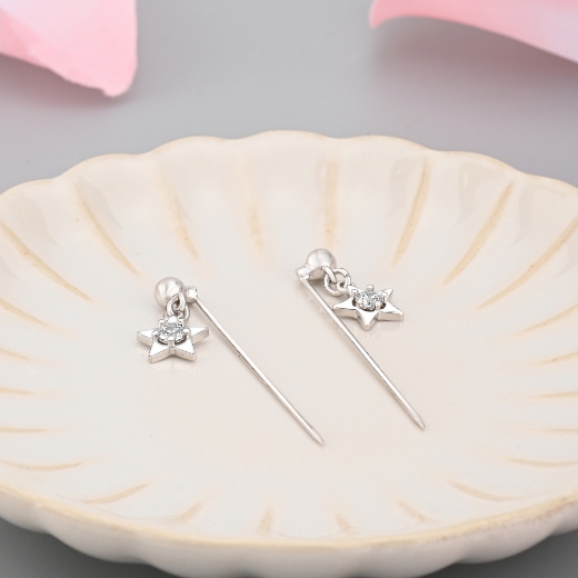 star scarf pin rhodium plate