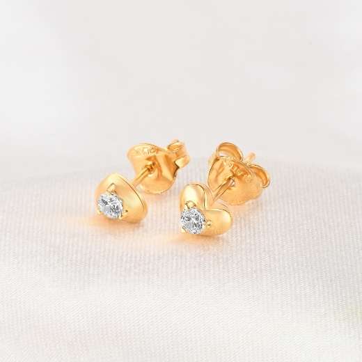 gold plated heart studs