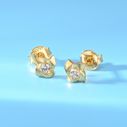 cz flower gold plated earrings