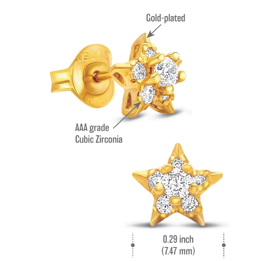 cz star earrings measurement