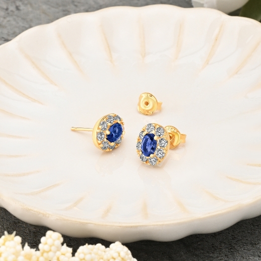 round earrings blue cz