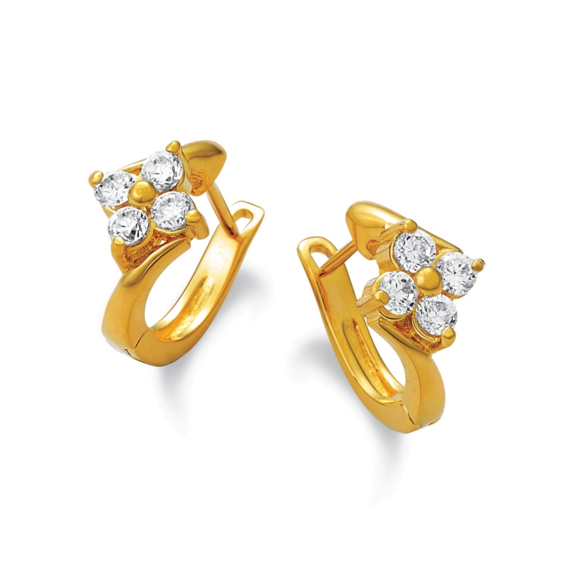 CZ Flower Hoop Earrings