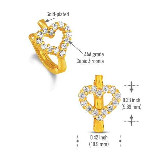 open heart hoop earrings measurement