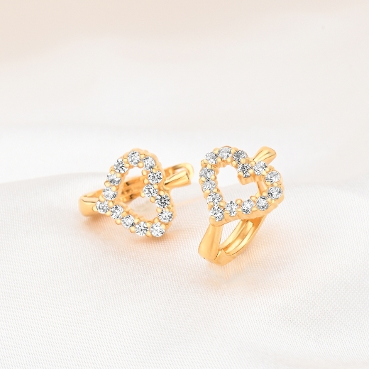 cz heart hoop earrings