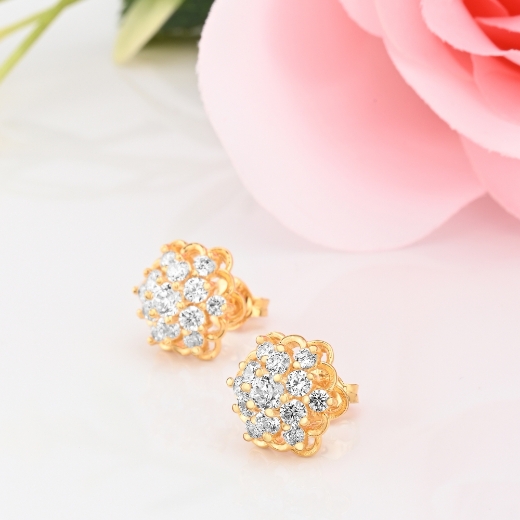 cz flower stud earrings