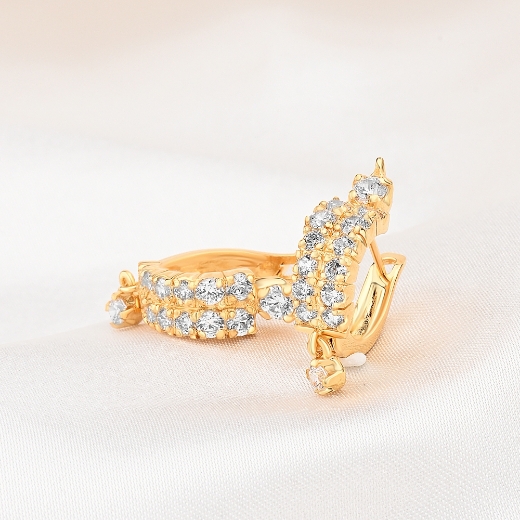 double cz hoop earrings