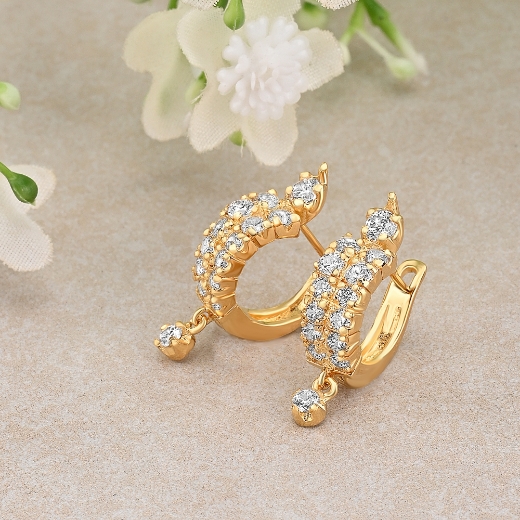 double cz gold plated earrings