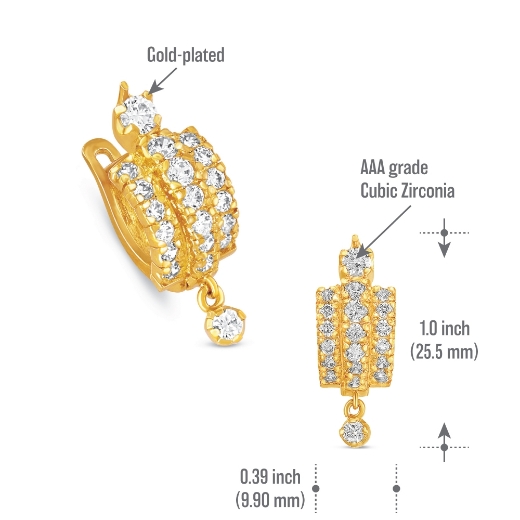 triple row cz earrings measurement