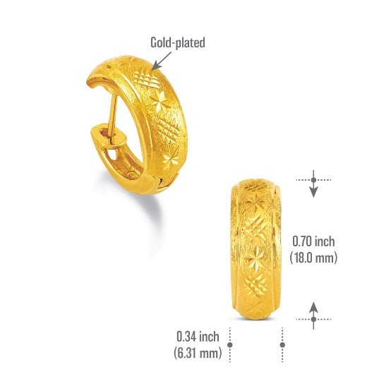 textured star hoop earrings measurement