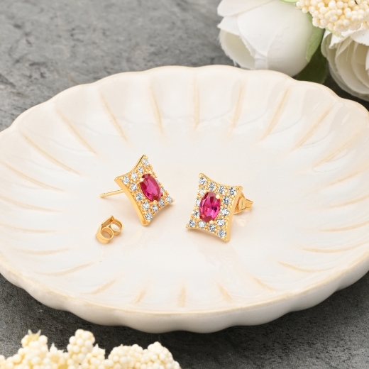 Square Halo Stud Earrings