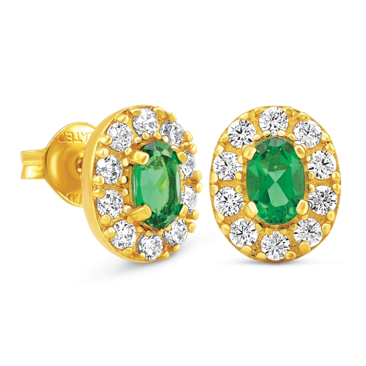 Green Halo Stud Earrings