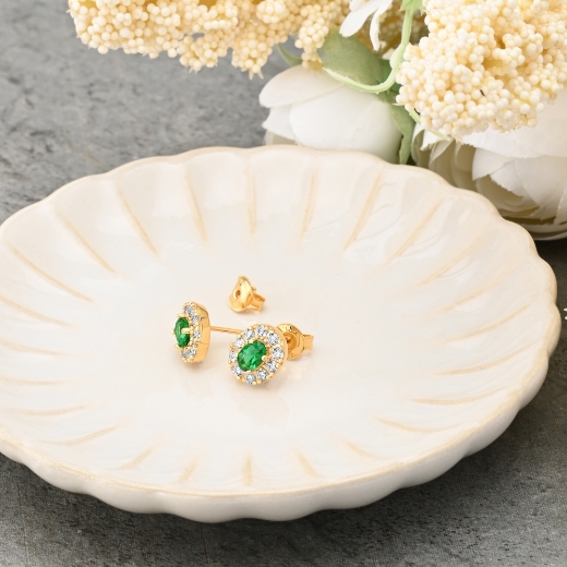 Green Halo Earrings