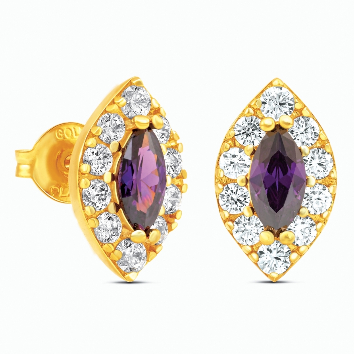 Purple CZ Stud Earrings