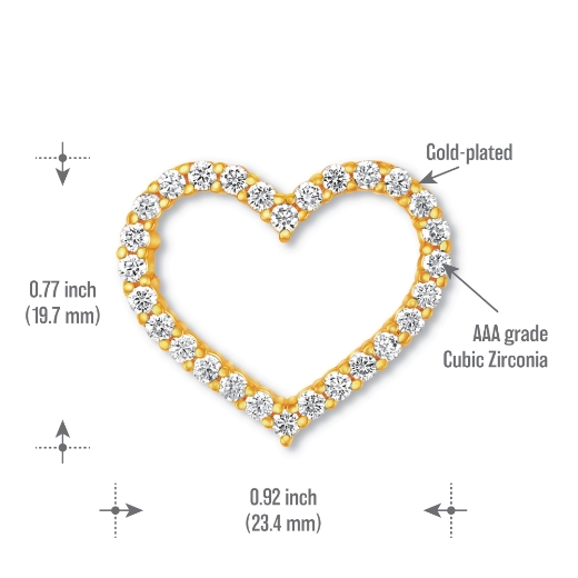 open heart brooch measurement