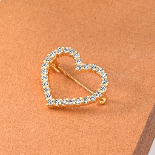 CZ Open Heart Brooch