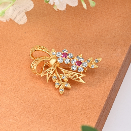 red cz daisy brooch