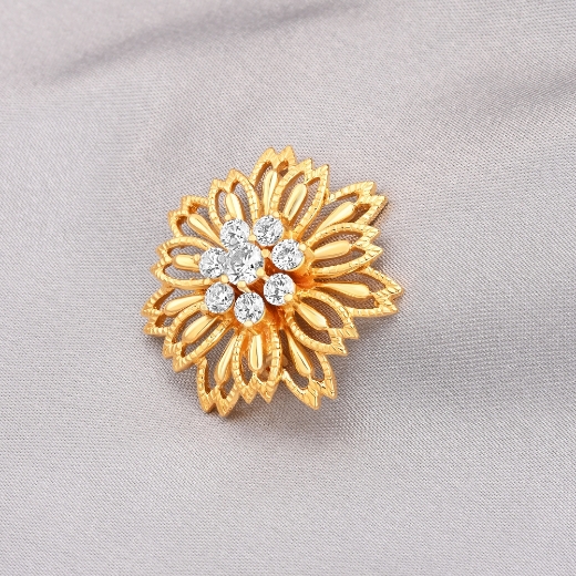 gold plated flower brooch with cz