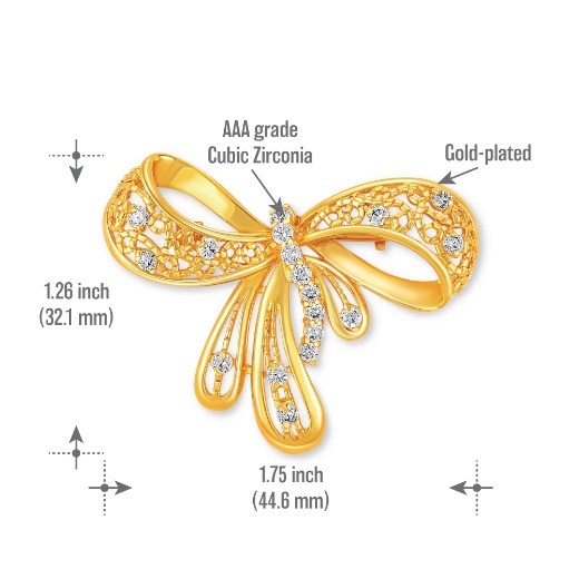 vintage bow brooch measurement