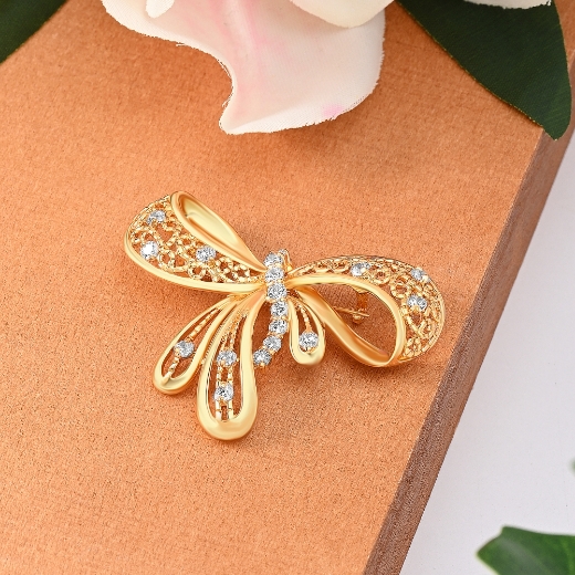 gold plated bow brooch