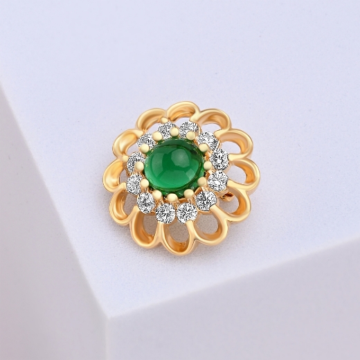 cz gold plated flower brooch