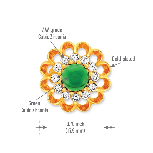 green flower brooch measurement