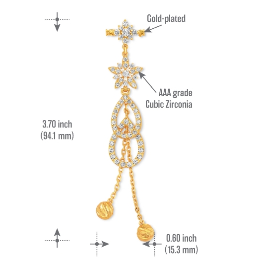 teardrop flower brooch measurement