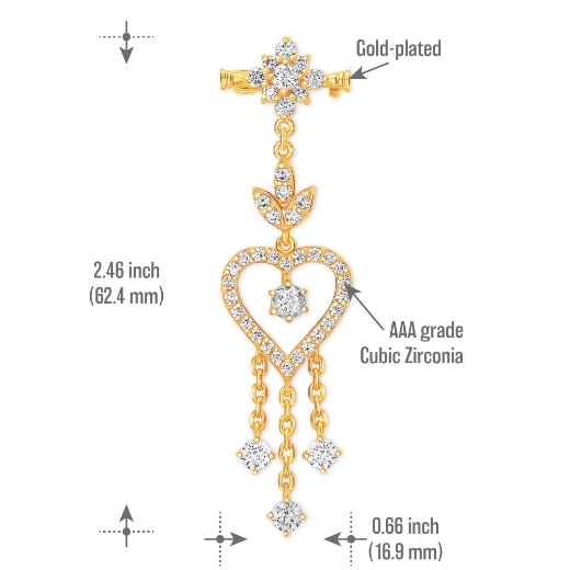 dangle heart brooch measurement