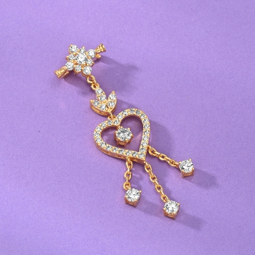 heart brooch with CZ tassel