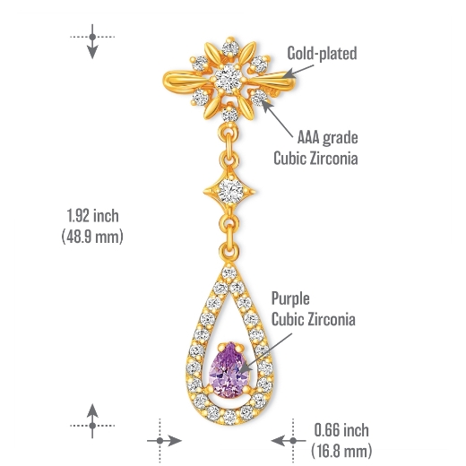 flower teardrop brooch measurement