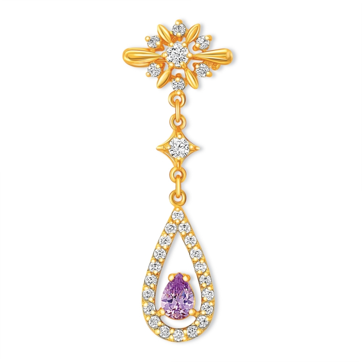 Dangling Teardrop Brooch Gold