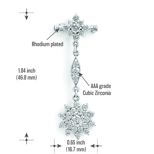 star drop brooch measurement