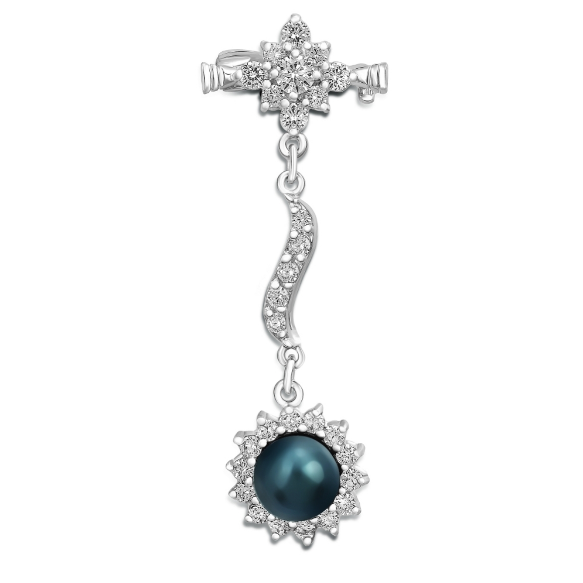 Sun Dangle Drop Brooch Rhodium